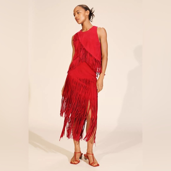 Zara Dresses & Skirts - ZARA Suede Fringe Midi Skirt - Price Firm